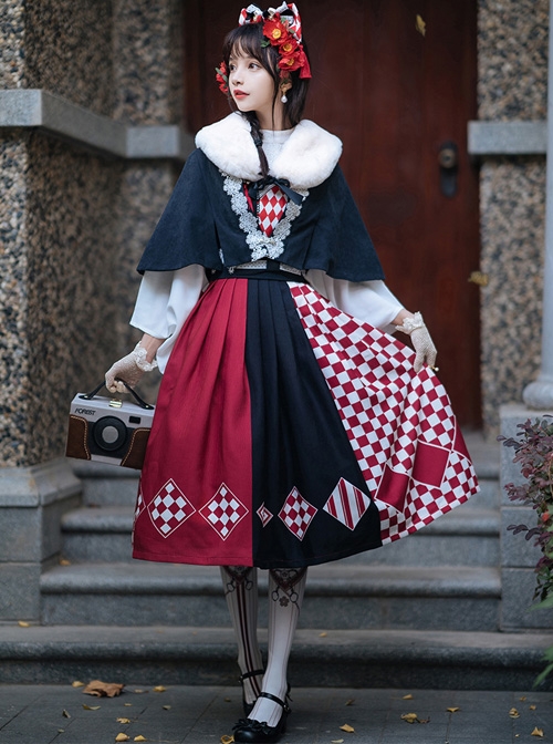 Sparrow Tea Series Japanese Style Classic Lolita Sling Dress And Shirt And Cloak Set  |  Classic Lolita Dresses