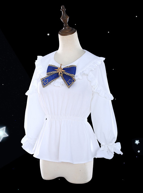 *Star Dream Magic Array* Series White Ruffle Collar Classic Lolita Long Sleeve Shirt  |  Blouses