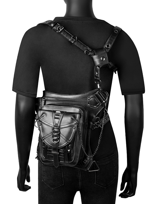 Steam Punk Retro Unisex Black Inclined Shoulder Bag  |  Gothic & Punk Bags