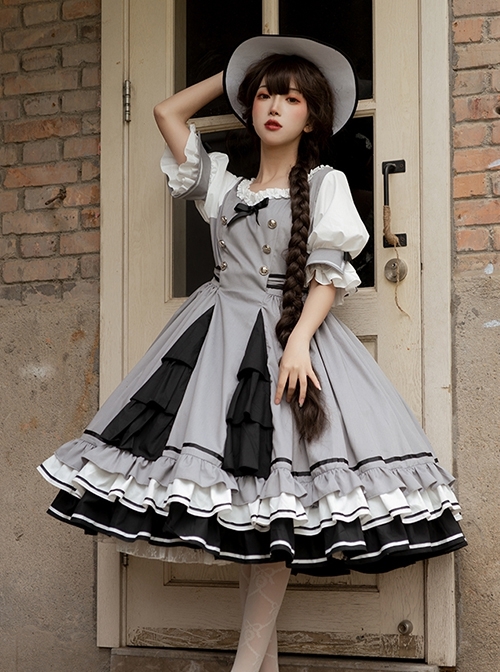 Steel Rose Series Retro Elegant Daily Summer Classic Lolita Short Sleeve Dress  |  Classic Lolita Dresses