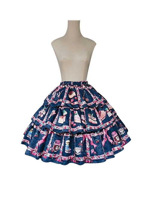 Strawberry Afternoon Tea Series Dessert Strawberry Printed Cake Hem Sweet Lolita Skirt  |  Skirts