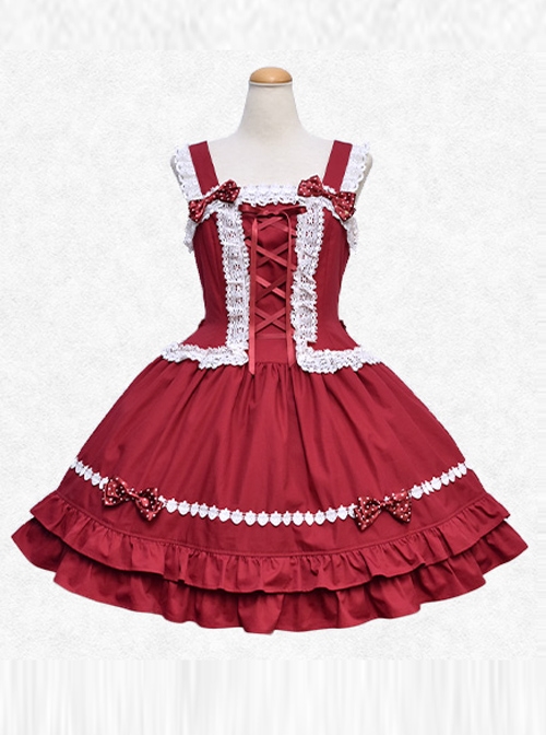 Strawberry Drops Series Red Sweet Lolita Sling Dress  |  Sweet Lolita Dresses