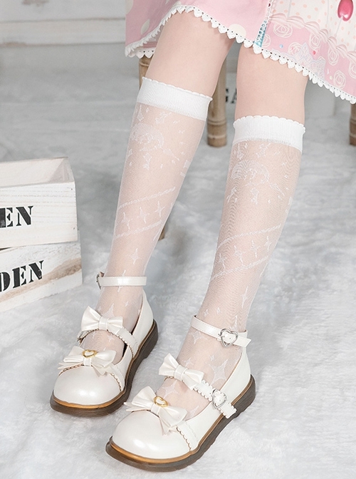 Summer Thin Sunset Star Print Simple Short Tube Socks Classic Lolita Socks  |  Lolita Socks