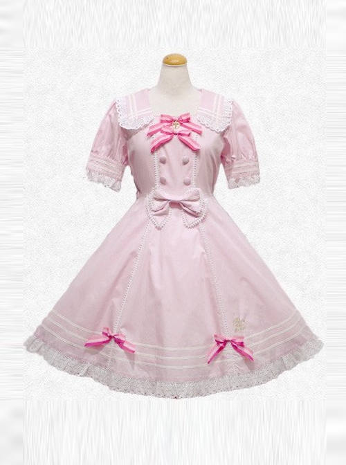 Summer’s Big Miss Series Pink Short Sleeve Classic Lolita Dress  |  Plus Size Lolita Dresses