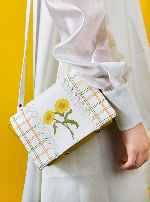 Sunflower Plaid Gentle Lace Lolita Shoulder Bag  |  Lolita Bags