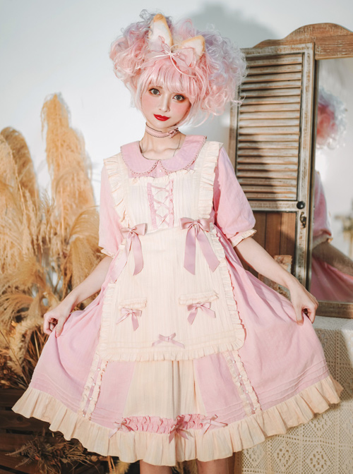 Sweet Cream Series OP Doll Collar Classic Lolita Short Lolita Dress  |  Classic Lolita Dresses