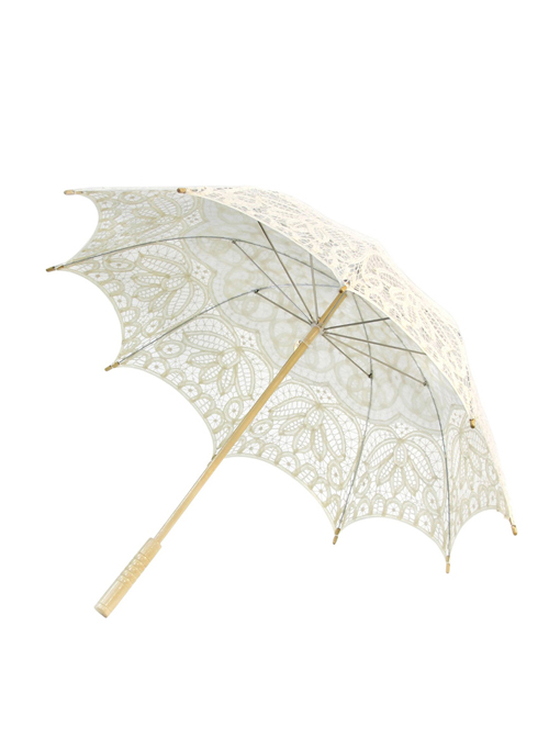 Sweet Hollow Out White Lace Princess Lolita Decorative Umbrella  |  Lolita Umbrellas