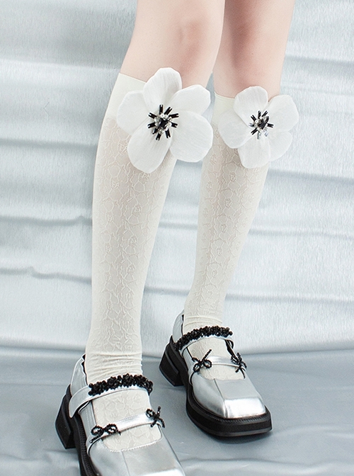 Sweet Summer Thin Chiffon Exaggerated Flower Decoration Personality Classic Lolita Socks  |  Lolita Socks