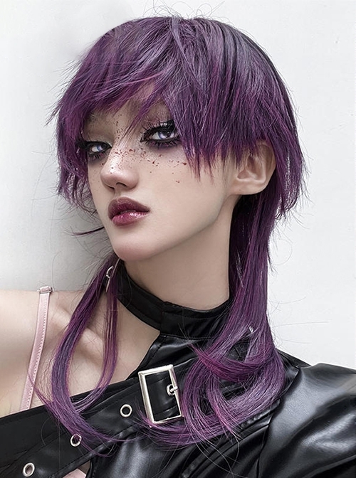 Taboo Idol Series Gradient Purple Cool Wolf Tail Juvenile Reverse Curling Hair Ouji Fashion Full Head Wig  |  Wigs