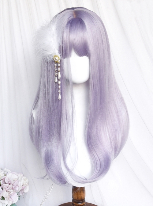 Taro Paste Bobo Series Taro-purple Air Bangs Slightly Curly Long Wig Sweet Lolita Wigs  |  Wigs