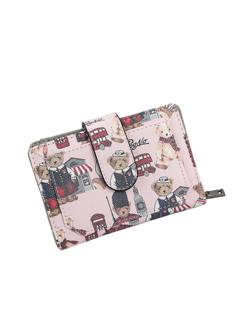 Teddy Bear Printing Sweet Lolita Short Style Zipper Wallet  |  Lolita Bags