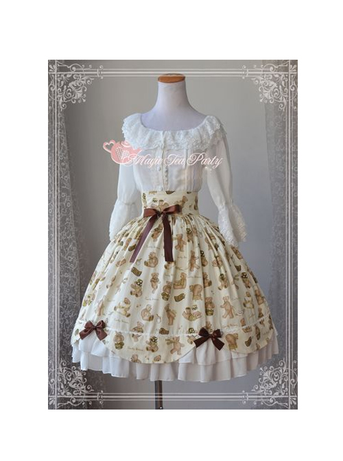 Teddy Bear’s Daily Life Light Yellow Sweet Lolita Skirt  |  Skirts