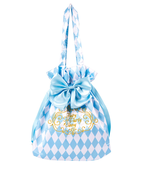 The Alice Tea party Series Blue Bowknot Sweet Lolita Tote Bag  |  Lolita Bags