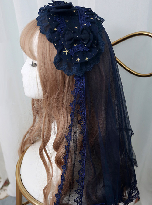 *The Night Of Stars And Moon* Bronzing Printing Classic Lolita Hairband Veil  |  Lolita Headbands