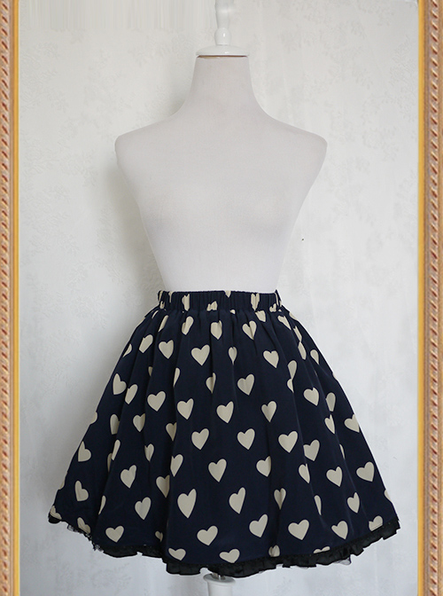 The Queen Of Hearts Series Heart-shaped Pattern Chiffon Lolita Skirt  |  Skirts