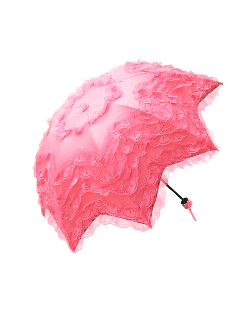 Three Colors Crescent Lace Classic Lolita Fold Umbrella  |  Lolita Umbrellas