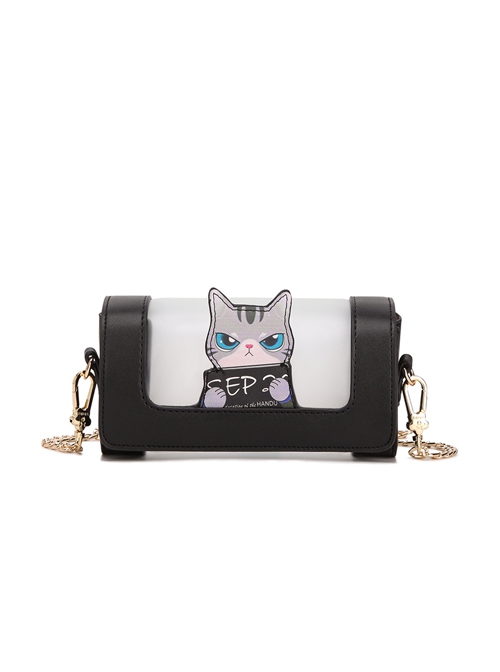 Three-Dimensional Cat Pattern Decorative Transparent Flip Design Lolita Shoulder Chain Bag  |  Lolita Bags