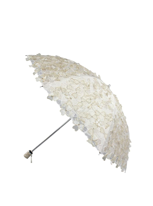 Three-dimensional Embroidery Lace Flower Sequins Classic Lolita Ultraviolet-proof Fold Umbrella  |  Lolita Umbrellas