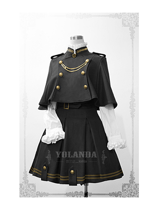 Uniform Style Velvet Lolita Suit Of Skirt And Cloak  |  Coat & Jacket