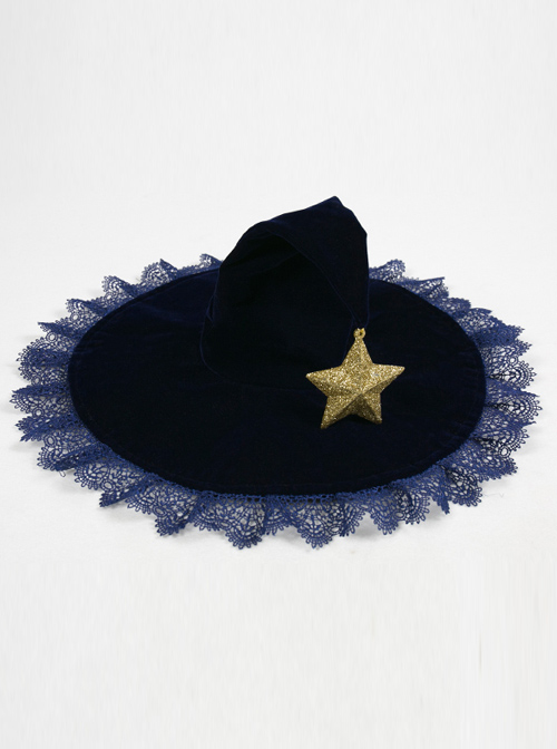 Velveteen Stars Lace Halloween Gothic Lolita Witch Hat  |  Lolita Headbands