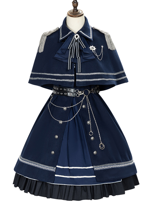 War Without War Series Military Style Lolita Autumn Winter Navy Blue Cloak  |  Coat & Jacket