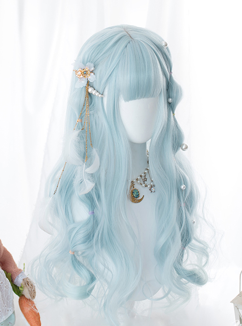 Water Blue Long Curly Hair Sweet Lolita Wigs  |  Wigs