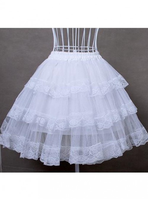 White Cotton Hard Tulle Lolita Dress Petticoat  |  Skirts