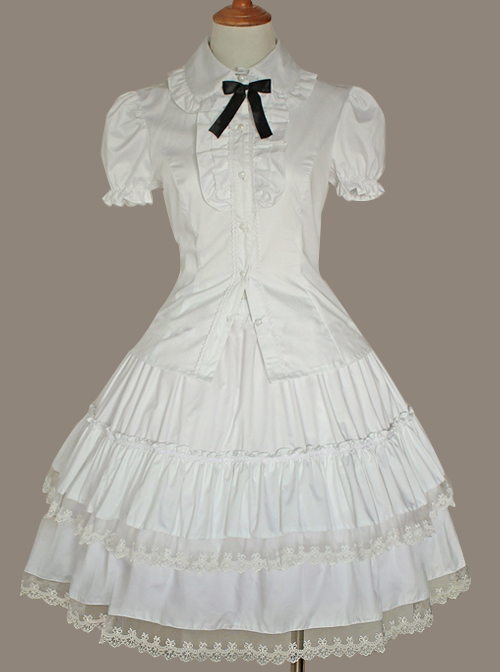 White Lace Cake Skirt Cute Lolita Shirt And Petticoat Set  |  Skirts