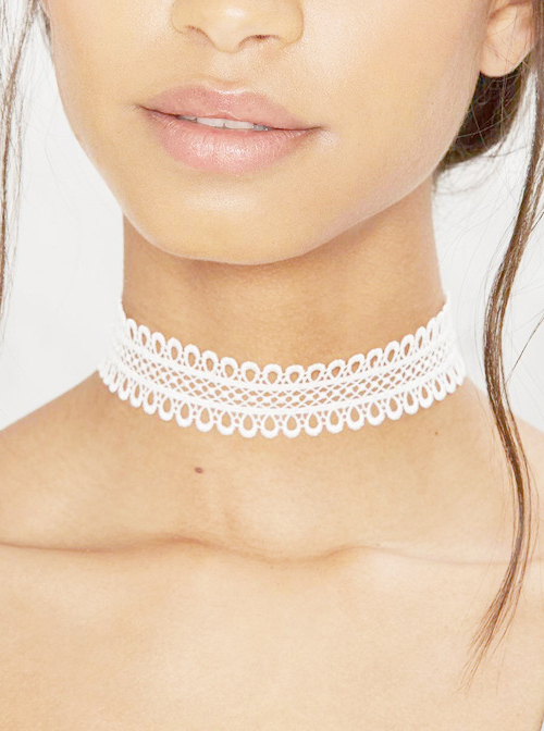 White Lace Elegant Girls Lolita Choker  |  Lolita Necklaces