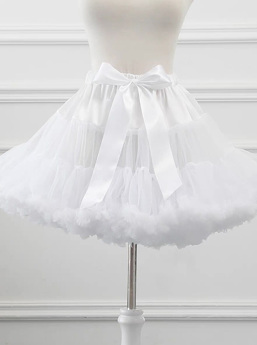 White Ultra Fluffy Daily Sweet Lolita Cropped Cloud Boneless Soft Yarn Petticoat  |  Skirts