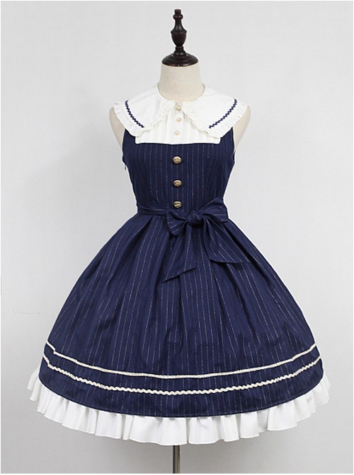 Wide Peter Pan Collar Academy Lolita JSK – Morningstar Idol Academy by Souffle Song  |  Plus Size Lolita Dresses