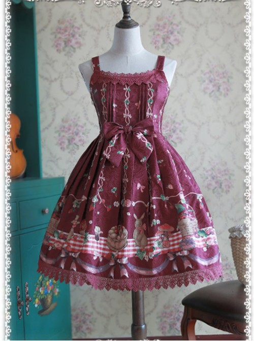 Wine Red Decorative Pattern Waist Vest Skirt  |  Classic Lolita Dresses