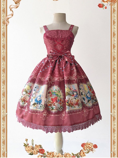 Wine Red Elegant Lace Bow Dress  |  Sweet Lolita Dresses