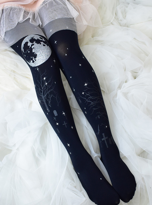 Chapter VII Of The Night Series Printed Gothic Lolita Pantyhose  |  Lolita Socks