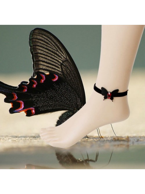 Gothic Black Bowknot Lady Lolita Ankle Belt  |  Lolita Ankle Belts