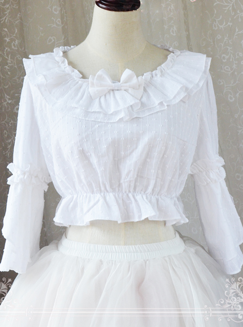 Magic Tea Party Trumpet Sleeves Cotton Classic Lolita Short Style Shirt  |  Blouses