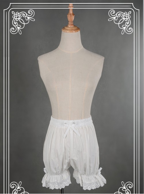 Cotton White Lace Bowknot Lolita Bloomers  |  Lolita Bloomers