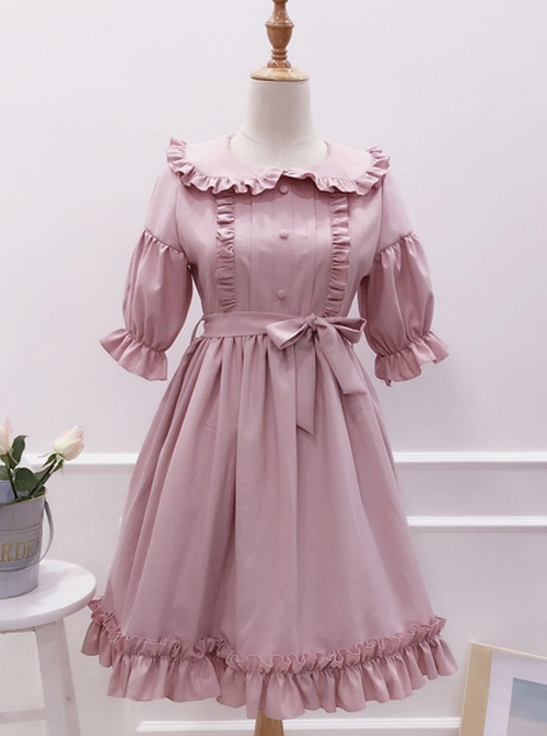 Cute Ruffles Doll Collar Short Sleeves Classic Lolita Dress  |  Plus Size Lolita Dresses