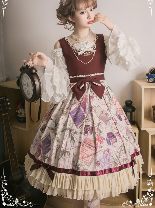 Collect The Traveler Series Wine Red Classic Lolita Sleeveless Dress  |  Classic Lolita Dresses