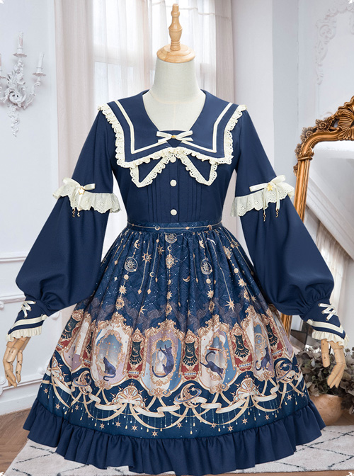 Explore The Stars Series OP Classic Lolita Long Sleeve Dress  |  Classic Lolita Dresses