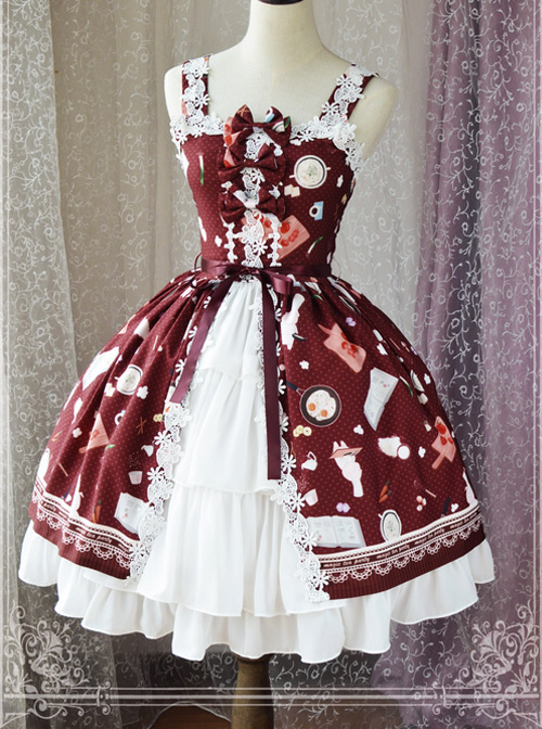 Magic Tea Party Sunny Day And Food Series Printing Classic Lolita JSK Sling Dress Version 2  |  Classic Lolita Dresses