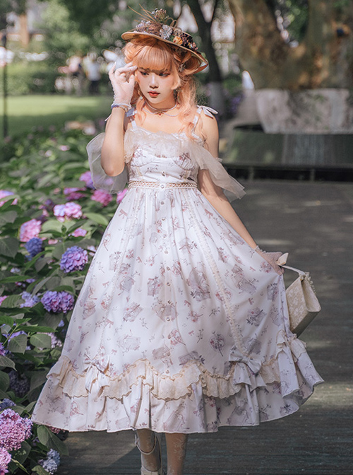 Everlasting Love Series JSK Elegant Printing Classic Lolita Sling Dress  |  Classic Lolita Dresses