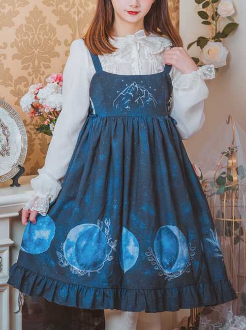 Lunar Eclipse Series Classic Lolita Dark Blue Sling Dress  |  Classic Lolita Dresses