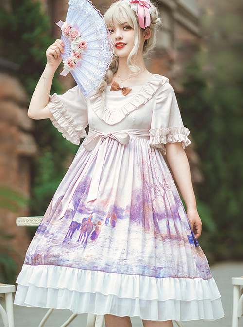 Oil Painting Series OP Elegant Classic Lolita Short Sleeve Dress  |  Classic Lolita Dresses