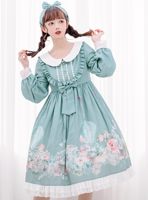 Rabbit Basket Series OP Doll Collar Classic Lolita Long Sleeve Dress  |  Classic Lolita Dresses