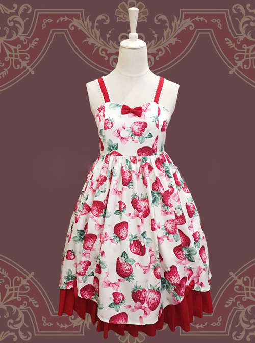 Fashion Strawberry Sweetheart Sweet Lolita Sling Dress  |  Sweet Lolita Dresses