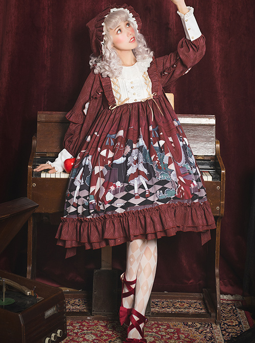 Little Red Riding Hood Theatre Series Printing Sweet Lolita Long Sleeve Dress  |  Sweet Lolita Dresses